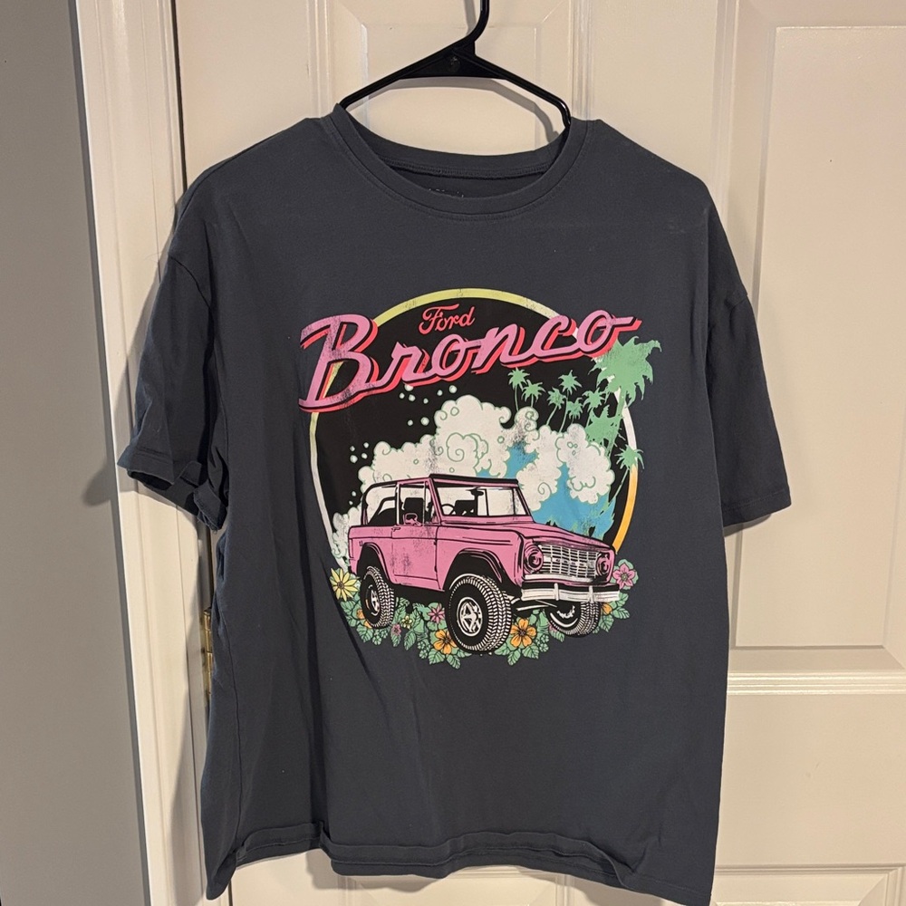 Ford Bronco Graphic T-Shirt - Pink Truck on Charcoal